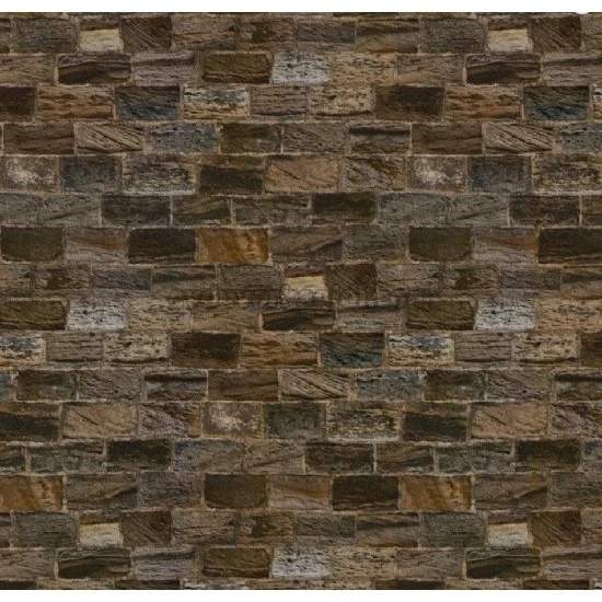 Wall212 3d Single 3 Boyutlu Kahve Mavi Hardal Kesme Taş Desenli 2039 Duvar Kağıdı 5 M²