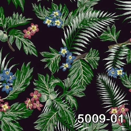 Decowall Retro Siyah Bordo Yeşil Çiçek Yaprak Desenli 5009-01 Duvar Kağıdı 16.50 M²