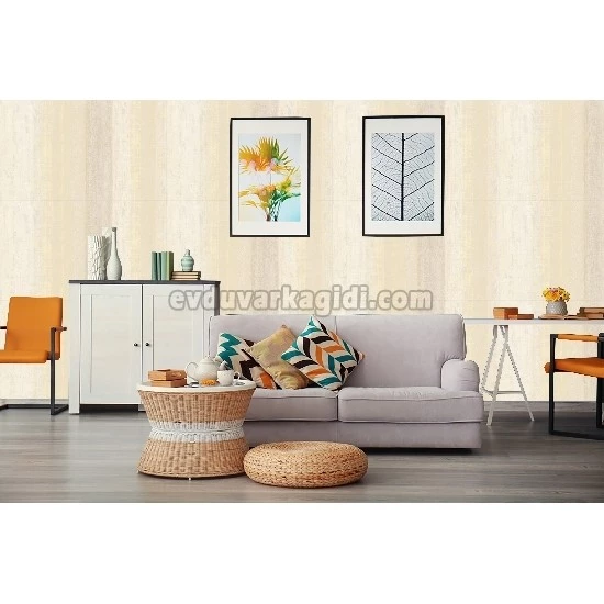 Bella Wallcoverings Krem Soyut Eskitme Asimetrik Çizgi Desenli YG32301 Duvar Kağıdı 16.50 M²