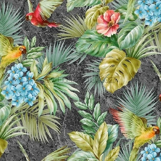 Adawall Tropicano Gri Papağan Ve Tropikal Bitkili Çiçek Desenli 9905-4 Duvar Kağıdı 16.50 M²