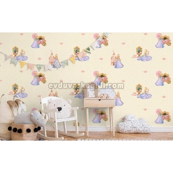 Adawall Ada Kids Bej Prenses Desenli 8910-1 Duvar Kağıdı 10 M²