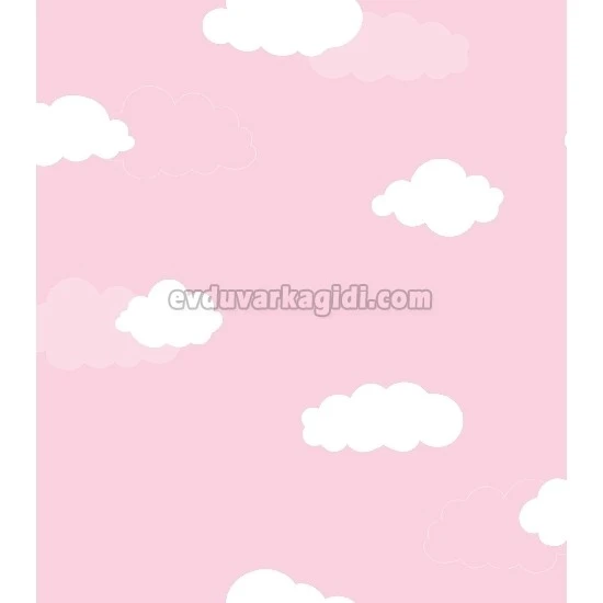 Milky Baby Pembe Beyaz Gökyüzü Bulut Desenli Bebek Odası 405-3 Duvar Kağıdı