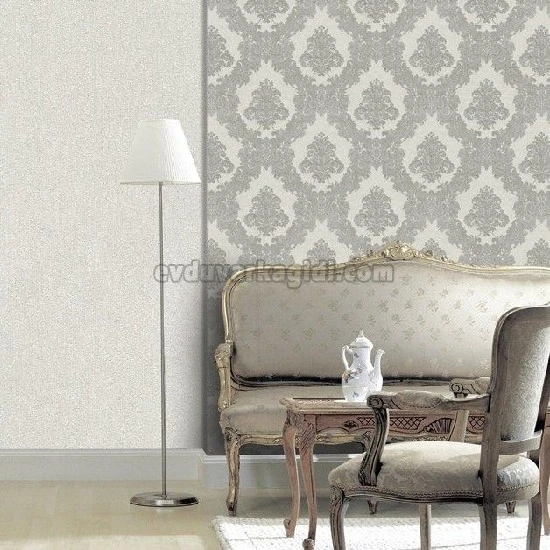 Livart Genesis Beyaz Gri Damask Desenli 5008-9 Duvar Kağıdı 16.50 M²