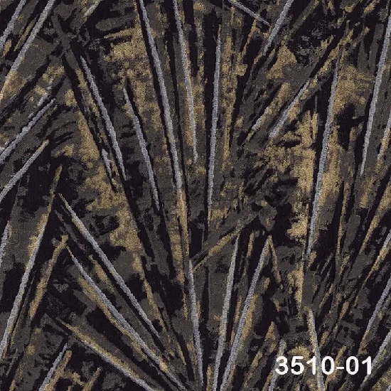 Decowall Tudor Siyah Antrasit Soyut Yaprak Kristal Desenli 3510-01 Duvar Kağıdı 16.50 M²