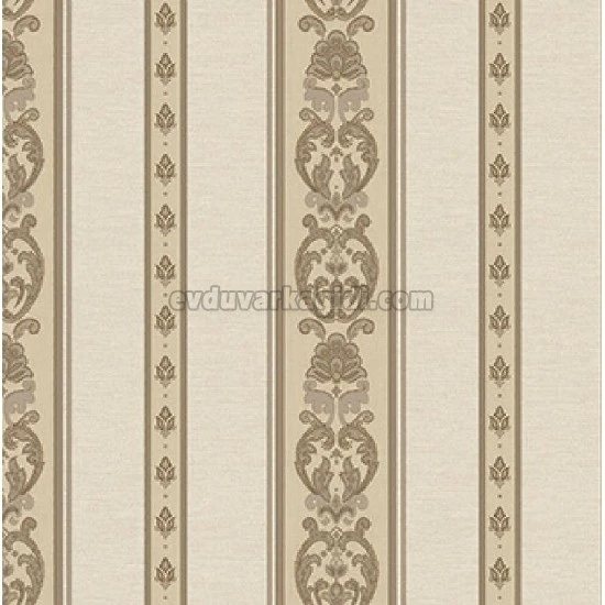 Adawall Rumi Koyu Bej Süslemeli Çizgi Desenli 6803-3 Duvar Kağıdı 10.60 M²