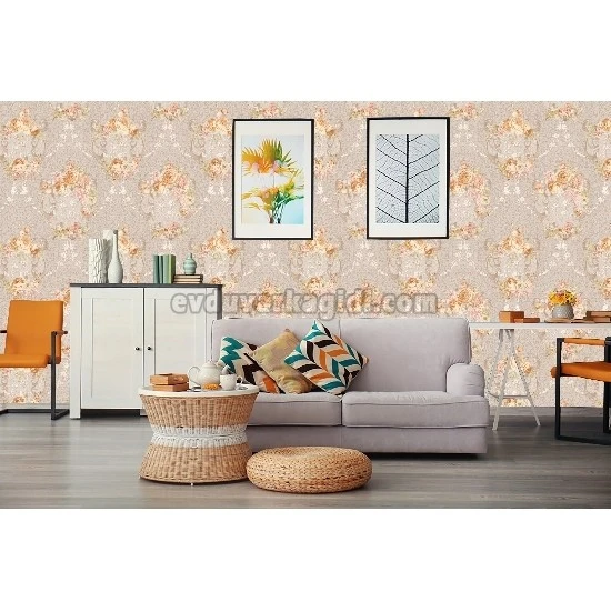 Bella Wallcoverings Bej Kahve Yeşil Çicek Gül Desenli RS30305 Duvar Kağıdı 16.50 M²