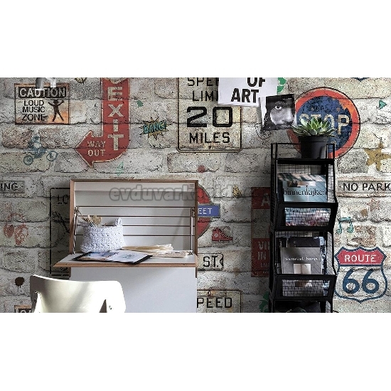 Decowall Armani Gri Siyah Kiremit 3 Boyutlu Pop Art Desenli 3015-01 Duvar Kağıdı 16.50 M²
