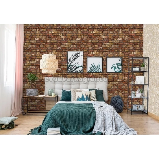 Adawall Roka 3d Kızıl Krem Eskitme Tuğla Taş Desenli 23104-4 Duvar Kağıdı 16.50 M²