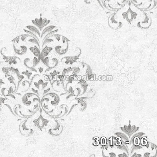 Decowall Armani Gri Beyaz Dokulu Damask Desenli 3013-06 Duvar Kağıdı 16.50 M²