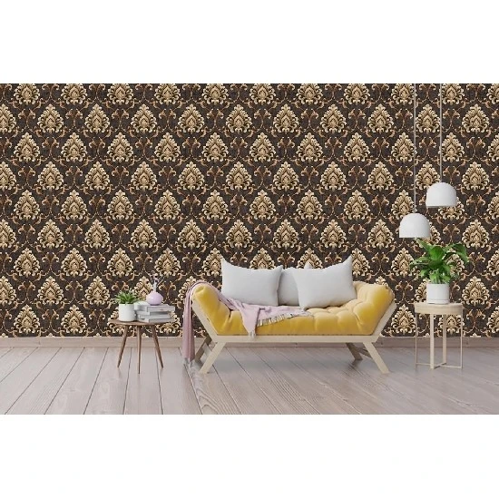 Duka Sawoy Gold Antrasit Bakır Damask Desenli 17444-5 Duvar Kağıdı 10.00 M²