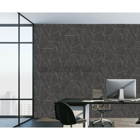 Duka Lifestyle Antrasit Zemin Gümüş Geometrik Çizgi Desenli 23130-4 Duvar Kağıdı 10.60 M²