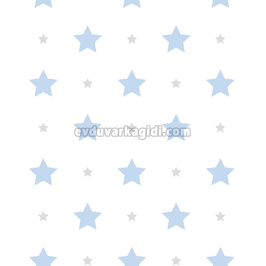 Milky Baby Beyaz Mavi Yıldız Desenli Bebek Odası 412-2 Duvar Kağıdı