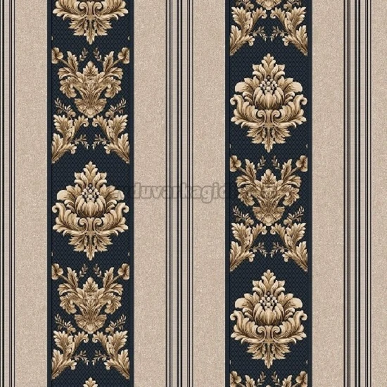 Duka Sawoy Lacivert Gold Çizgili Damask Desenli 17151-4 Duvar Kağıdı 10.00 M²