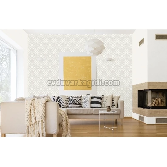 Adawall Dante Beyaz Motifli Damask Desenli 1405-1 Duvar Kağıdı 10.60 M²