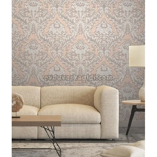 Murella Canova (italyan) Kabartma Doku Gri Kahve Krem Motifli Damask Desenli M2069 Duvar Kağıdı 7 M²