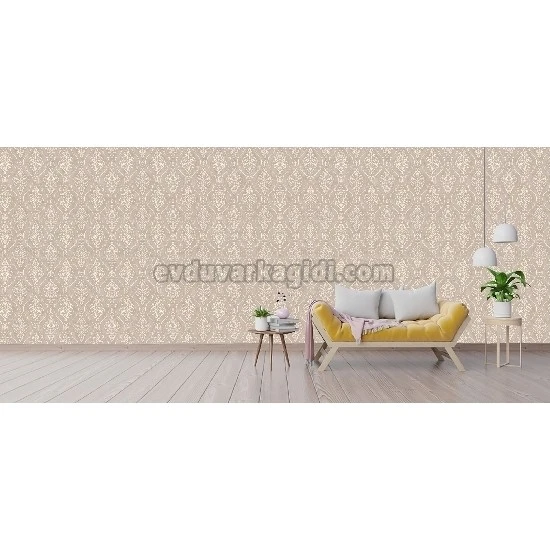 Bella Wallcoverings Kahverengi Zemin Gold Motifli Damask Desenli YG31804 Duvar Kağıdı 16.50 M²