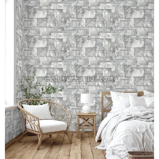 Adawall Roka 3d Gri Kesme Taş Desenli 23106-1 Duvar Kağıdı 16.50 M²