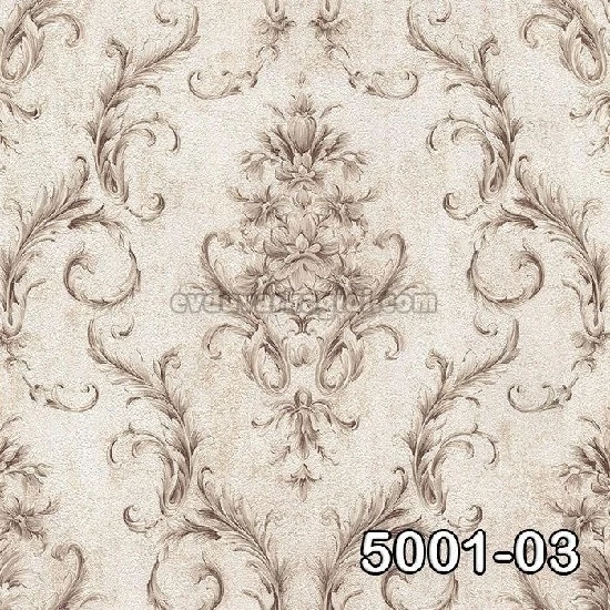 Decowall Retro Krem Kahve Damask Desenli 5001-03 Duvar Kağıdı 16.50 M²