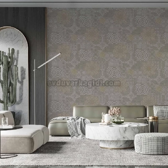 Adawall Dante Gri Bej Geometrik Desenli 1409-4 Duvar Kağıdı 10.60 M²