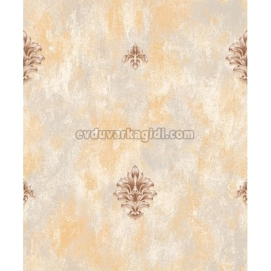 Bella Wallcoverings Sarı Gri Zemin Kahve Damask Desenli YG31202 Duvar Kağıdı 16.50 M²