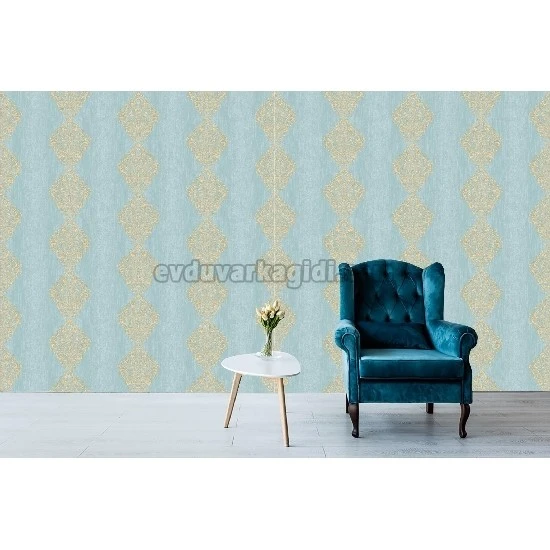 Gmz Vav Collection Mavi Sarı Klasik Desenli 42320-6 Duvar Kağıdı 16.50 M²