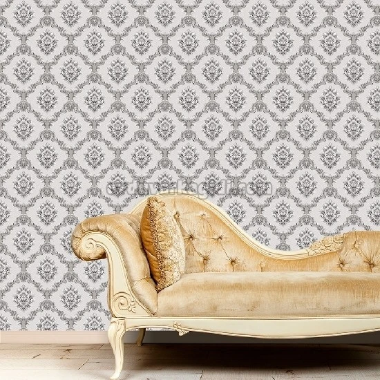 Duka Sawoy Gri Gümüş Damask Desenli 17140-2 Duvar Kağıdı 10.00 M²