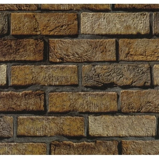 Wall212 3d Single 3 Boyutlu Kahve Hardal Tuğla Arası Gri Derz Desenli 2016 Duvar Kağıdı 5 M²