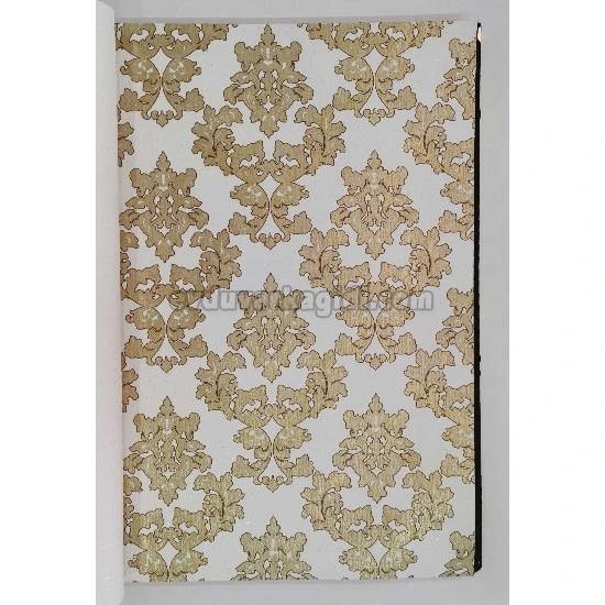 Golden Black Beyaz Zemin Üstüne Gold Motifli Damask Desenli 41291 Duvar Kağıdı 16.10 M²