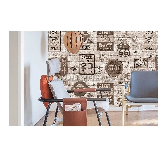 Decowall Armani Kahve Siyah 3 Boyutlu Pop Art Desenli 3015-02 Duvar Kağıdı 16.50 M²