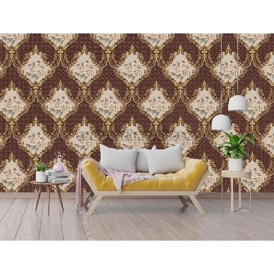 Duka Sawoy Retro Bordo Gold Bej Gül Desenli 17174-4 Duvar Kağıdı 10.00 M²