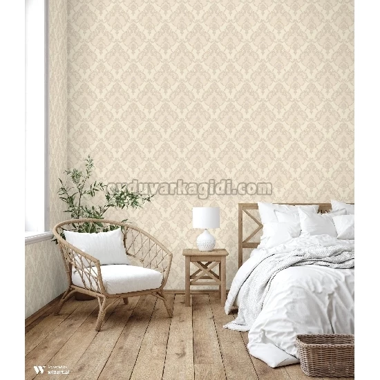 Adawall Dante Koyu Krem Damask Desenli 1403-3 Duvar Kağıdı 10.60 M²