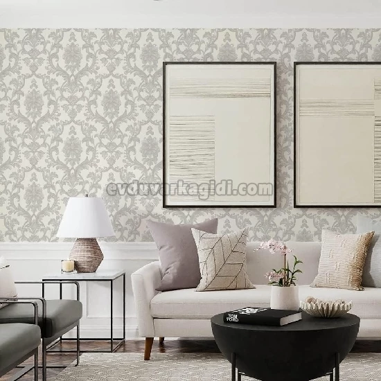 Adawall Dante Beyaz Klasik Damask Desenli 1407-1 Duvar Kağıdı 10.60 M²