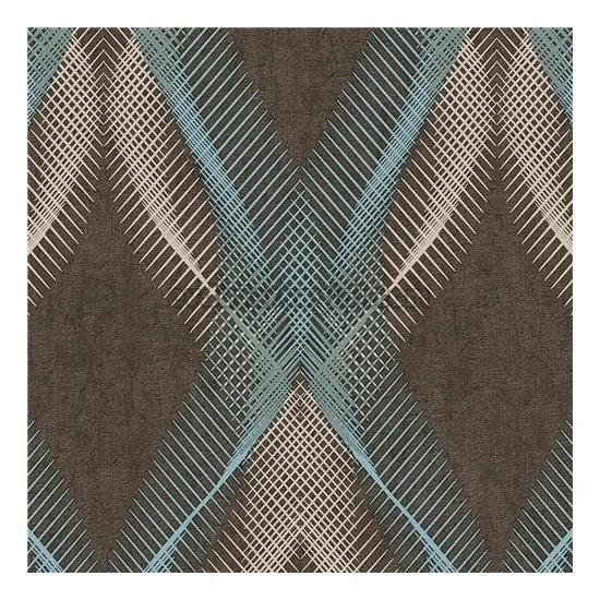 Duka Lifestyle Kahverengi Zemin Üstüne Bej Mavi Geometrik Modern Desen 23940-3 Duvar Kağıdı 10.60 M²