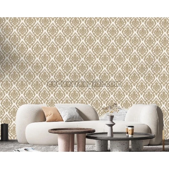 Adawall Dante Beyaz Zemin Gold Motifli Damask Desenli 1405-5 Duvar Kağıdı 10.60 M²