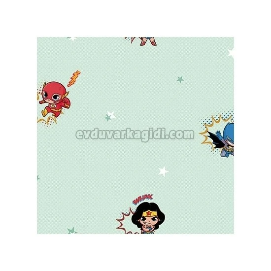 Adawall Ada Kids Açık Yeşil Wonder Woman Karekter Desenli 8912-2 Duvar Kağıdı 10 M²