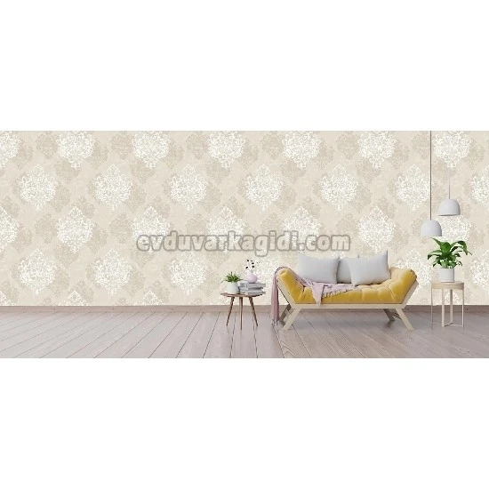 Gmz Vav Collection Krem Kahve Damask Desenli 42300-1 Duvar Kağıdı 16.50 M²