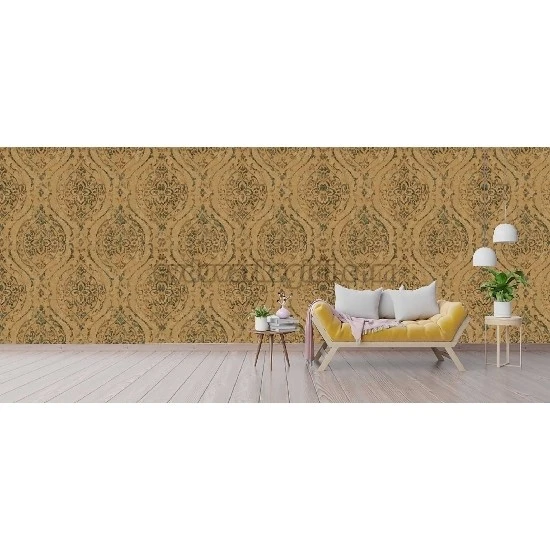 Gmz Vav Collection Kahve Mavi Eskitme Damask Desenli 42325-4 Duvar Kağıdı16.50 M²