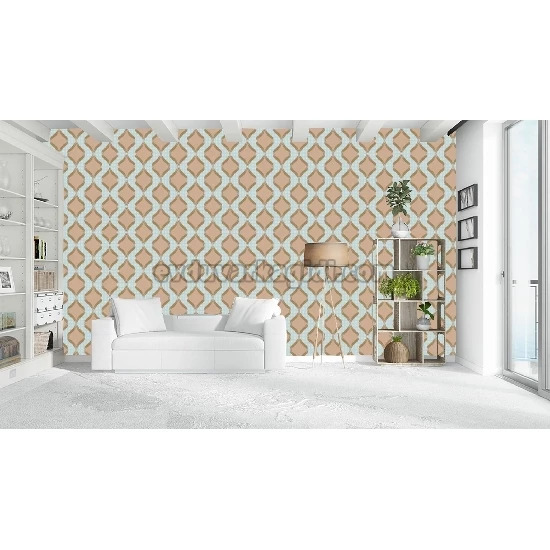 Golden Forever Kahve Mavi Modern Geometrik Desenli 14305 Duvar Kağıdı 5 M²