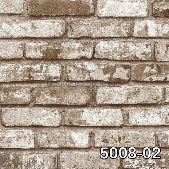 Decowall Retro Bej Kahve 3 Boyutlu Tuğla Desenli 5008-02 Duvar Kağıdı 16.50 M²