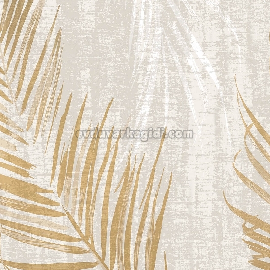 Duka By Hakan Akkaya Kırık Beyaz Zemin Gold Gri Palmiye Yaprak Desenli 20194-2 Duvar Kağıdı 10.60 M²