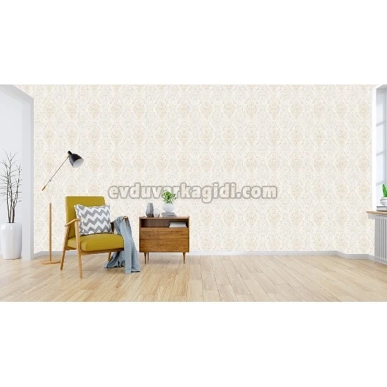 Bella Wallcoverings Krem Zemin Gold Motifli Damask Desenli YG31801 Duvar Kağıdı 16.50 M²