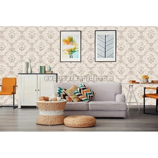 Duka Sawoy Krem Bej Damask Desenli 17140-1 Duvar Kağıdı 10.00 M²