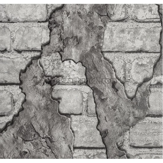 Wall212 3d Single Gri Eskimiş 3 Boyutlu Tuğla Desenli 2014 Duvar Kağıdı 5 M²