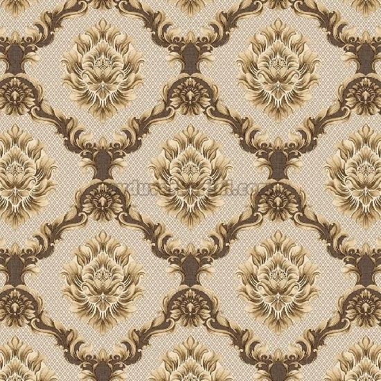 Duka Sawoy Kahverengi Gold Damask Desenli 17140-3 Duvar Kağıdı 10.00 M²