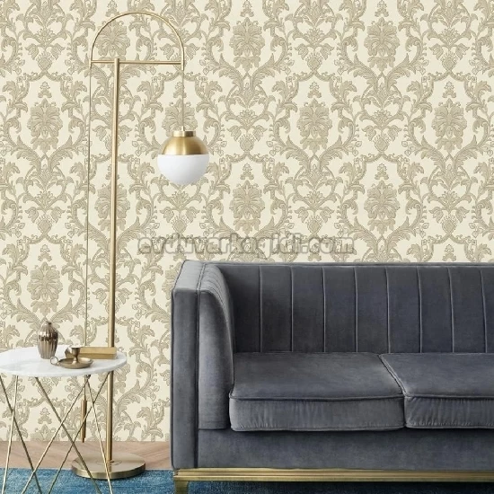 Adawall Dante Krem Klasik Damask Desenli 1407-2 Duvar Kağıdı 10.60 M²