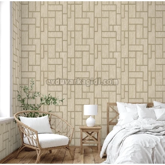 Adawall Roka Krem Geometrik Desenli 23108-3 Duvar Kağıdı 16.50 M²