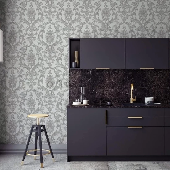 Adawall Dante Gri Klasik Damask Desenli 1407-3 Duvar Kağıdı 10.60 M²