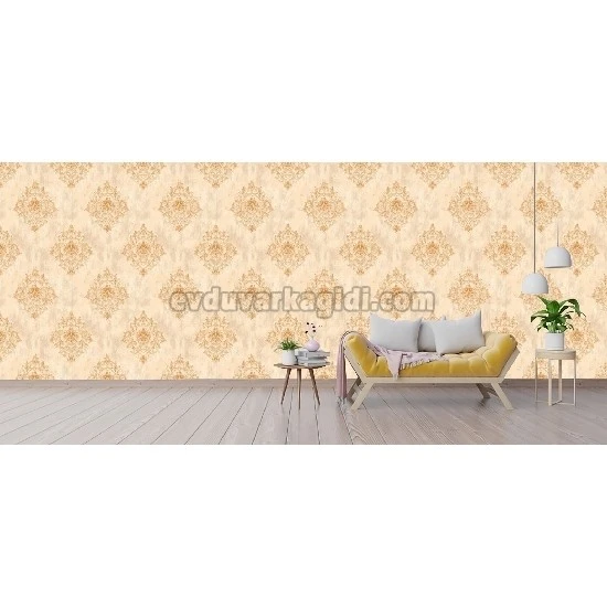 Bella Wallcoverings Krem Sarı Damask Desenli YG31103 Duvar Kağıdı 16.50 M²