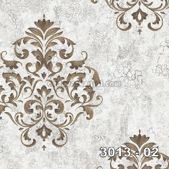 Decowall Armani Gri Hardal Dokulu Damask Desenli 3013-02 Duvar Kağıdı 16.50 M²