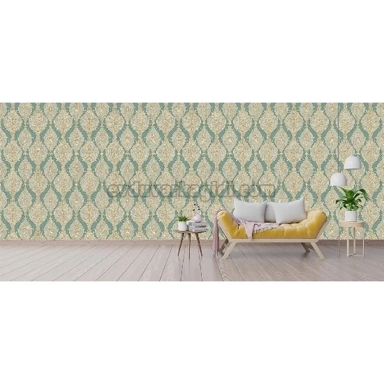 Ottoman Wallcoverings Yeşil Zemin Gold Motifler Klasik Desenli YG30905 Duvar Kağıdı 16.50 M²